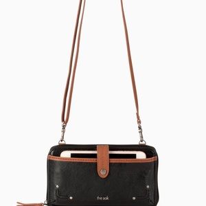 The Sak Iris Large Smartphone Crossbody Black & Brown Leather